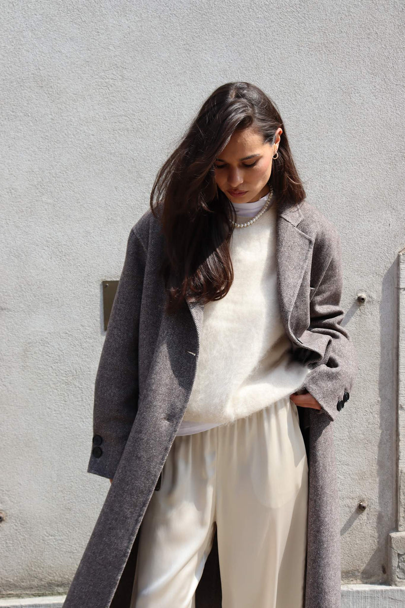 Natalina blouse in brushed cashmere / porcelain