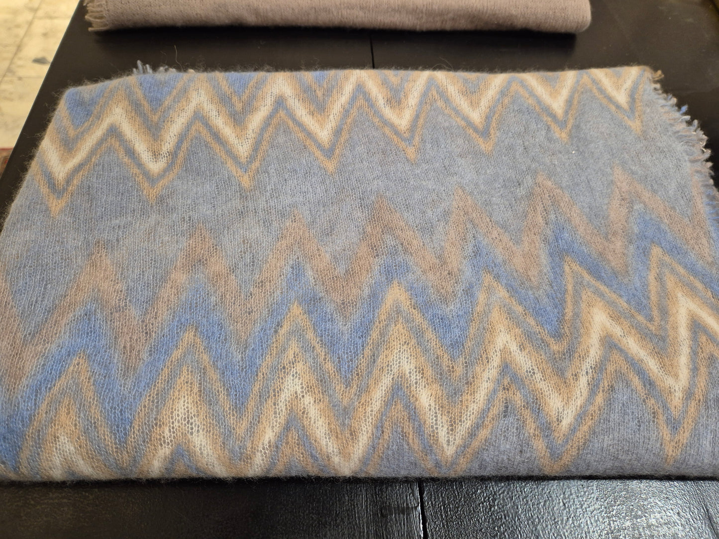 Cashmere scarf ljusblå/beige