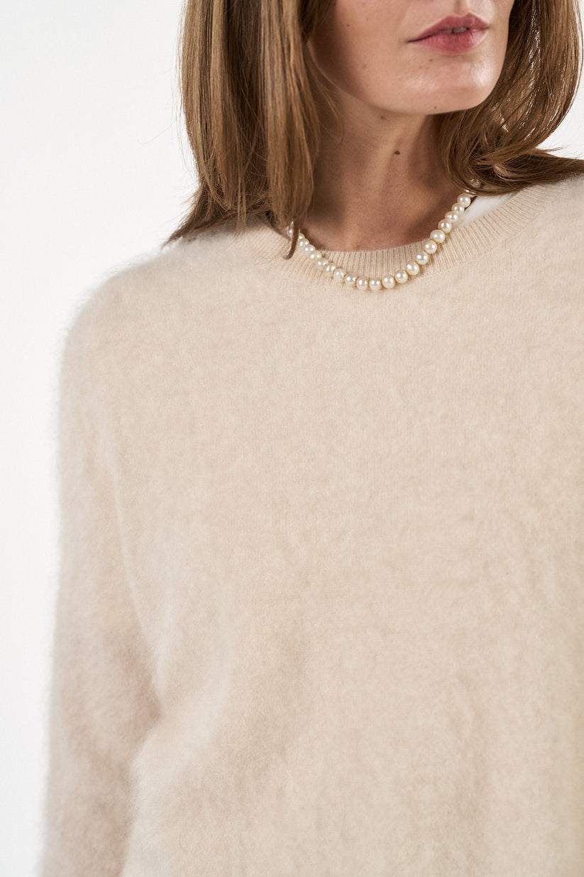 Natalina blouse in brushed cashmere / porcelain