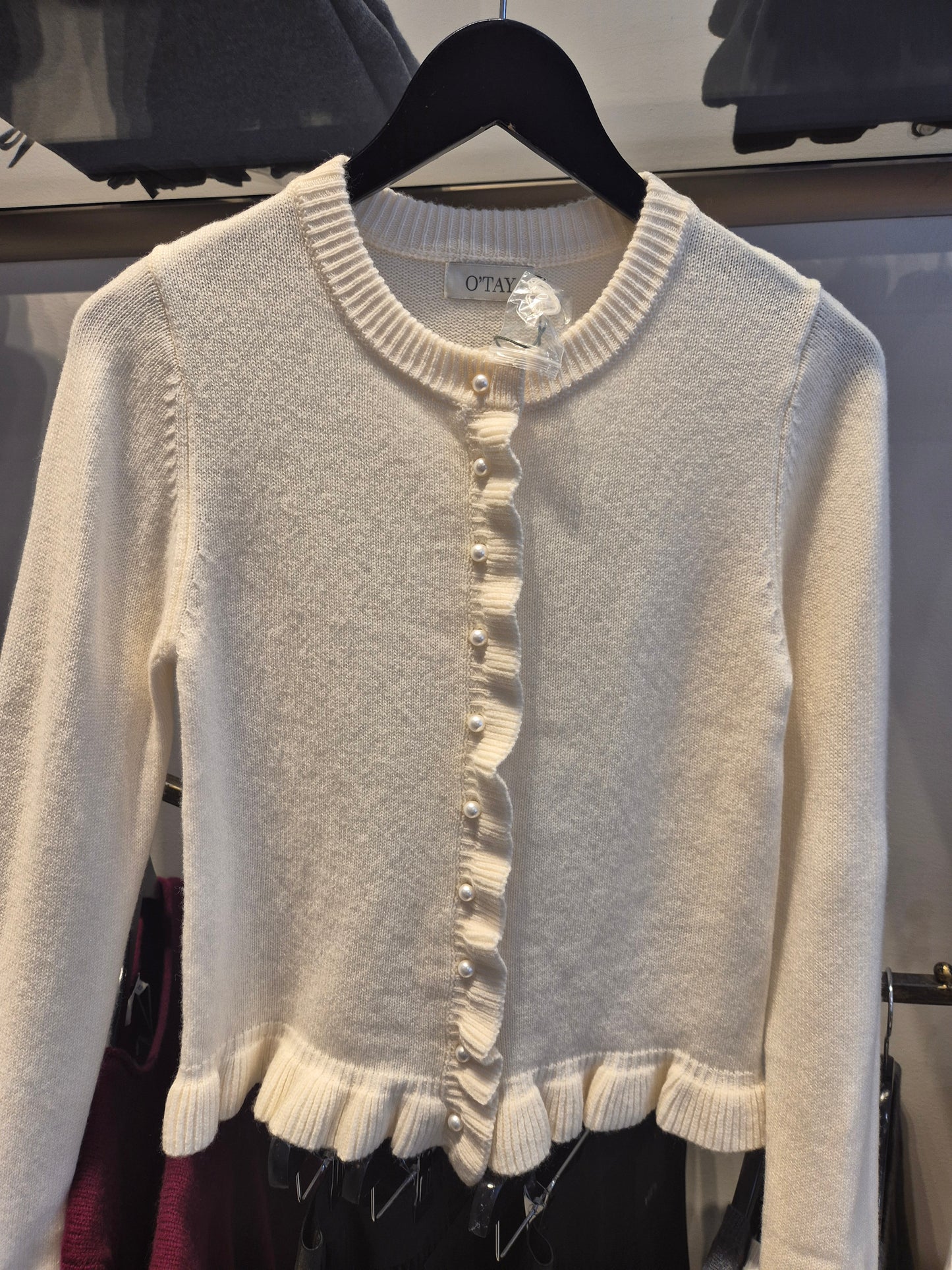 Knit cardigan i off white