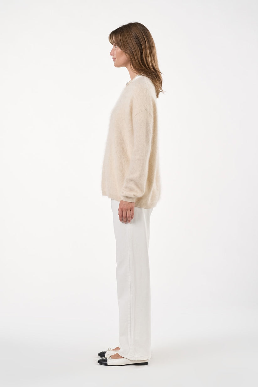 Natalina blouse in brushed cashmere / porcelain
