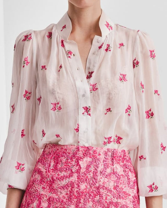 Embroidery Pink Blouse