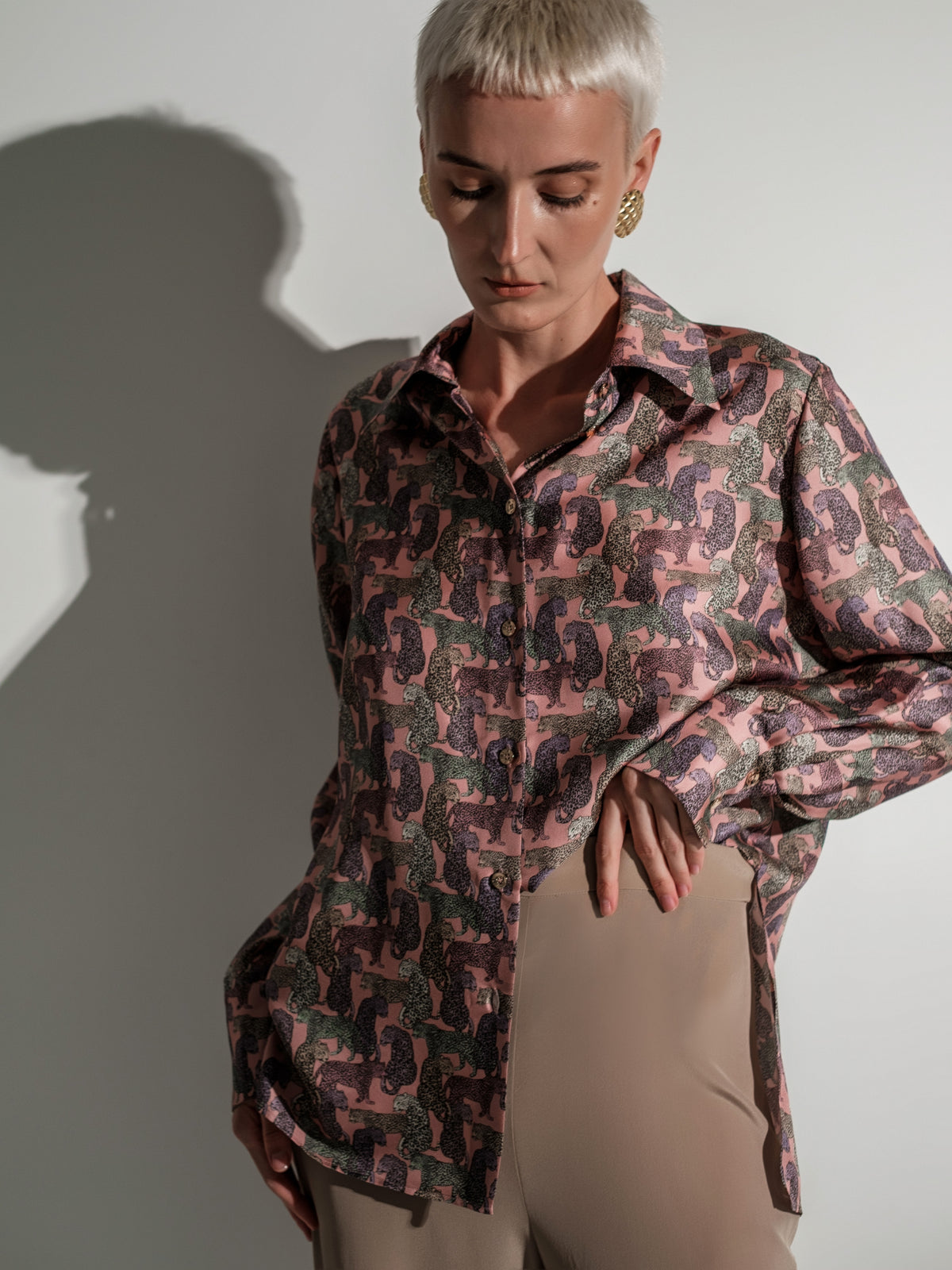 Leo pink silk shirt