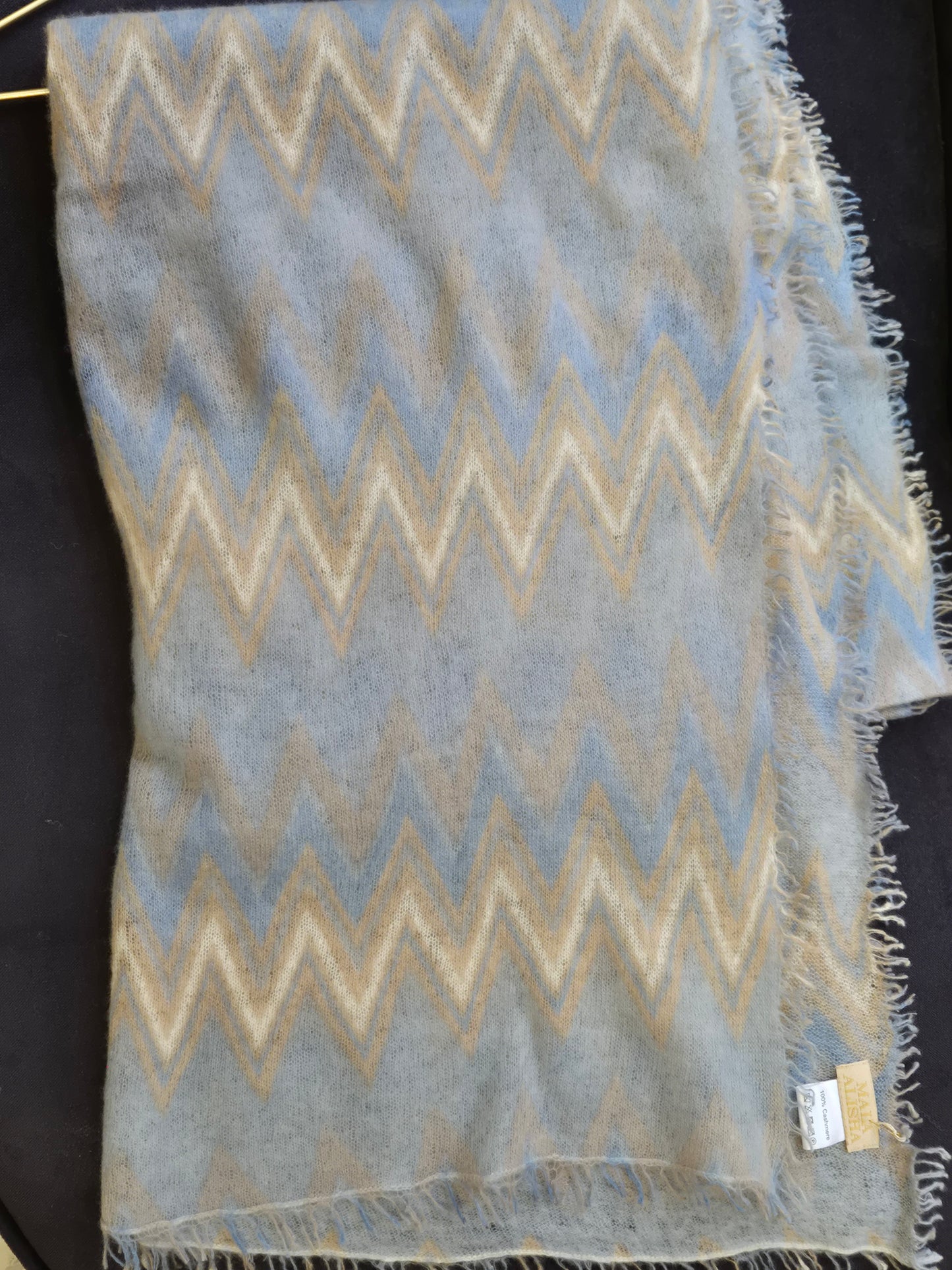 Cashmere scarf ljusblå/beige