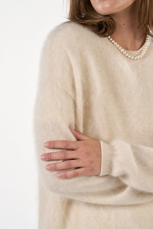 Natalina blouse in brushed cashmere / porcelain