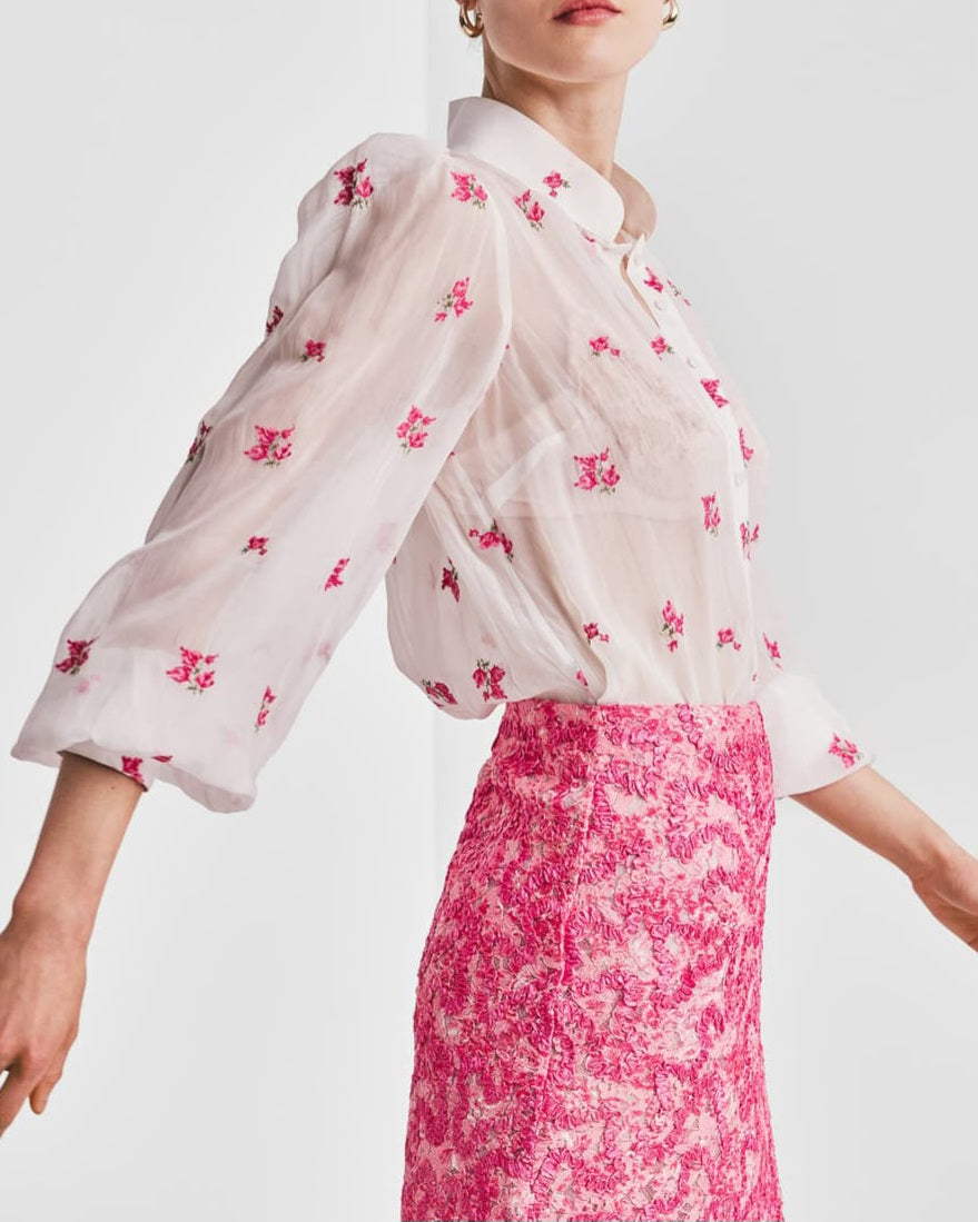 Embroidery Pink Blouse