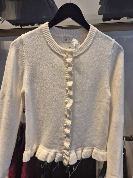 Knit cardigan i off white