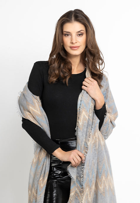 Cashmere scarf ljusblå/beige