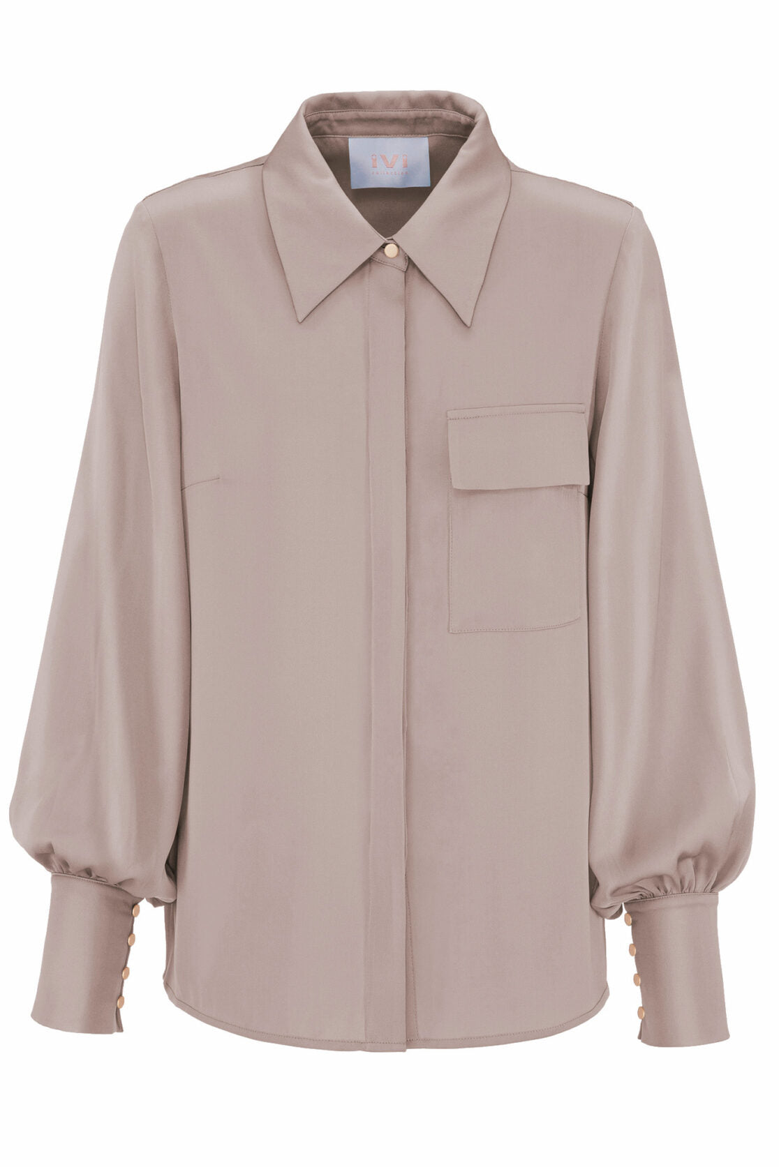 Solid blouse / taupe silk